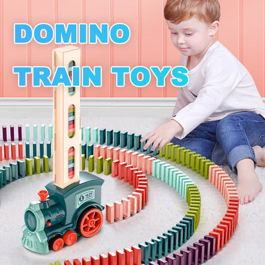 Domino Train Toy for Kids – Automatic Domino Laying Electric Train with 100 Colorful Blocks