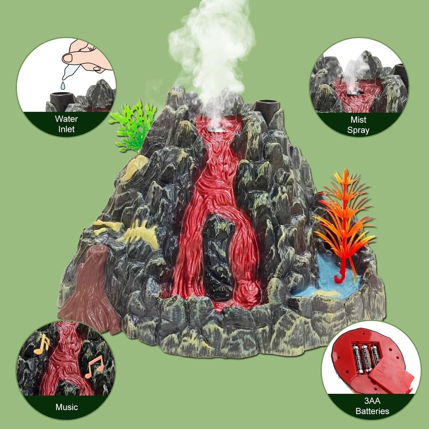 Dinosaur Jurassic  Set With Activity Play Mat & Volcano Trees For Kids Toy