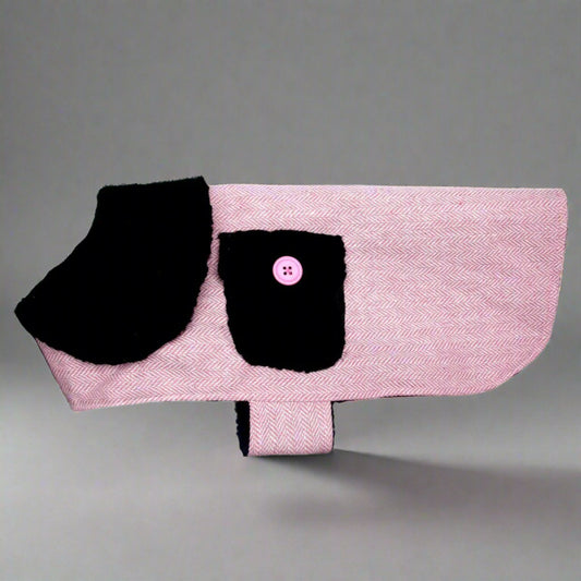 PA Pink Herringbone Dog Coat