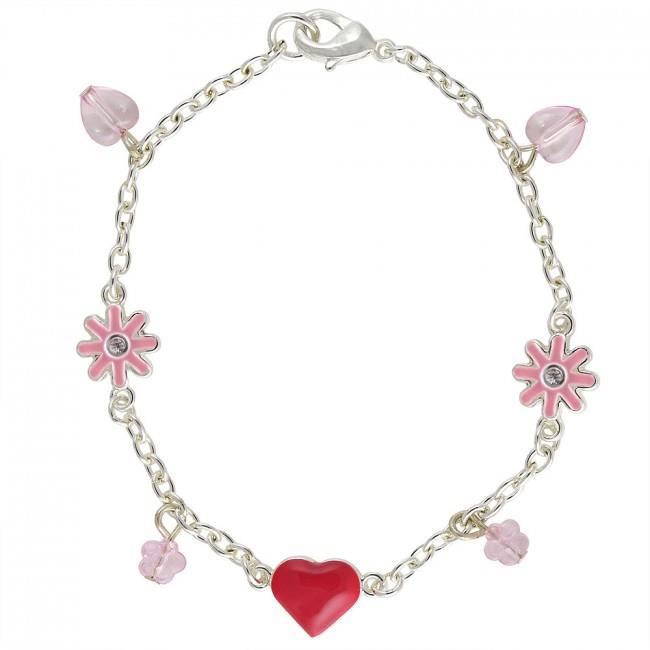 Ravel Little Gems Hearts & Flowers Jewelry Set: Watch, Necklace & Bracelet