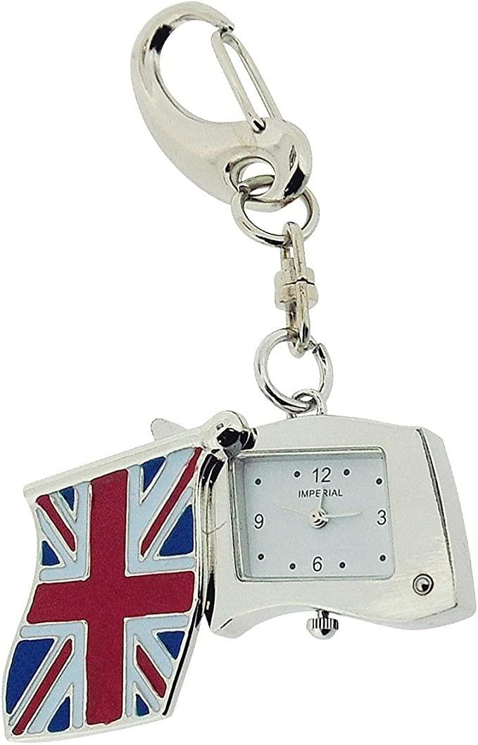Imperial Union Jack Clock Keychain - Silver Mini Flag, IMP745
