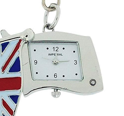 Imperial Union Jack Clock Keychain - Silver Mini Flag, IMP745