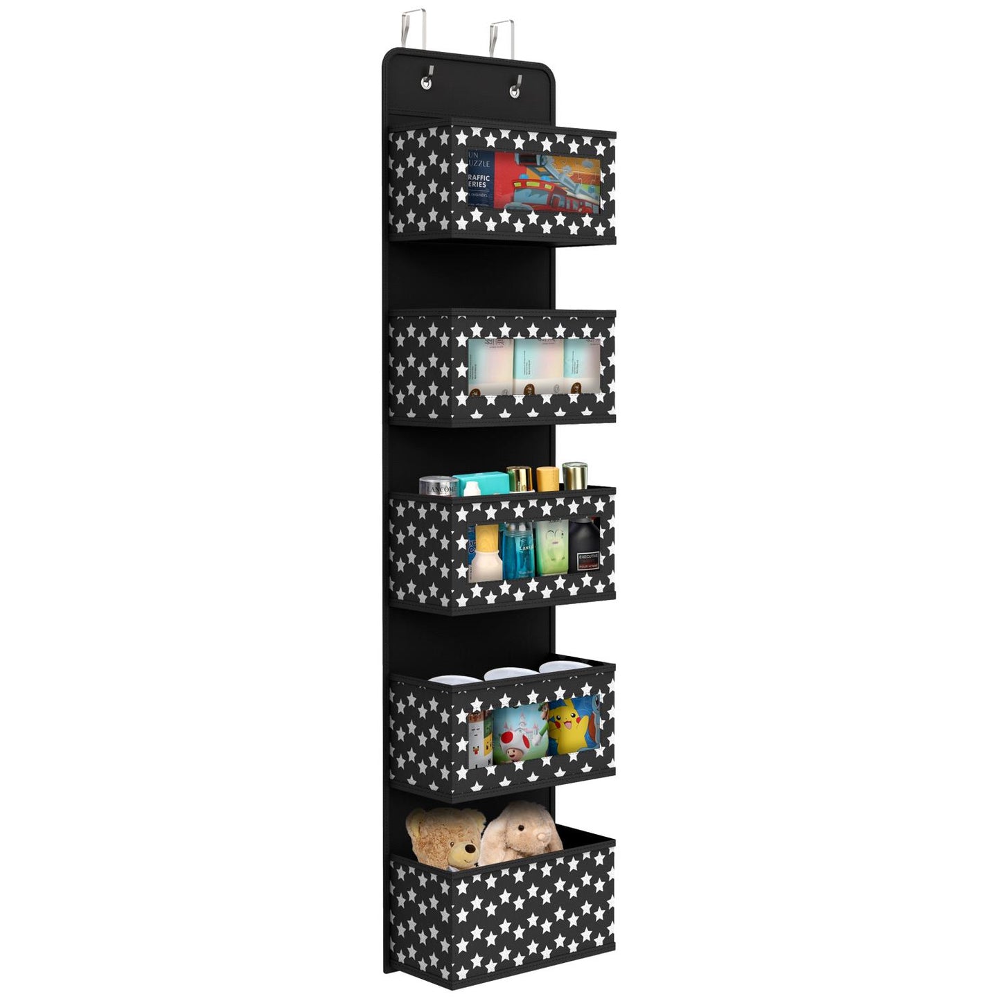 Vinsani 5-Tier Black Hanging Organizer - Multi-Compartment Storage