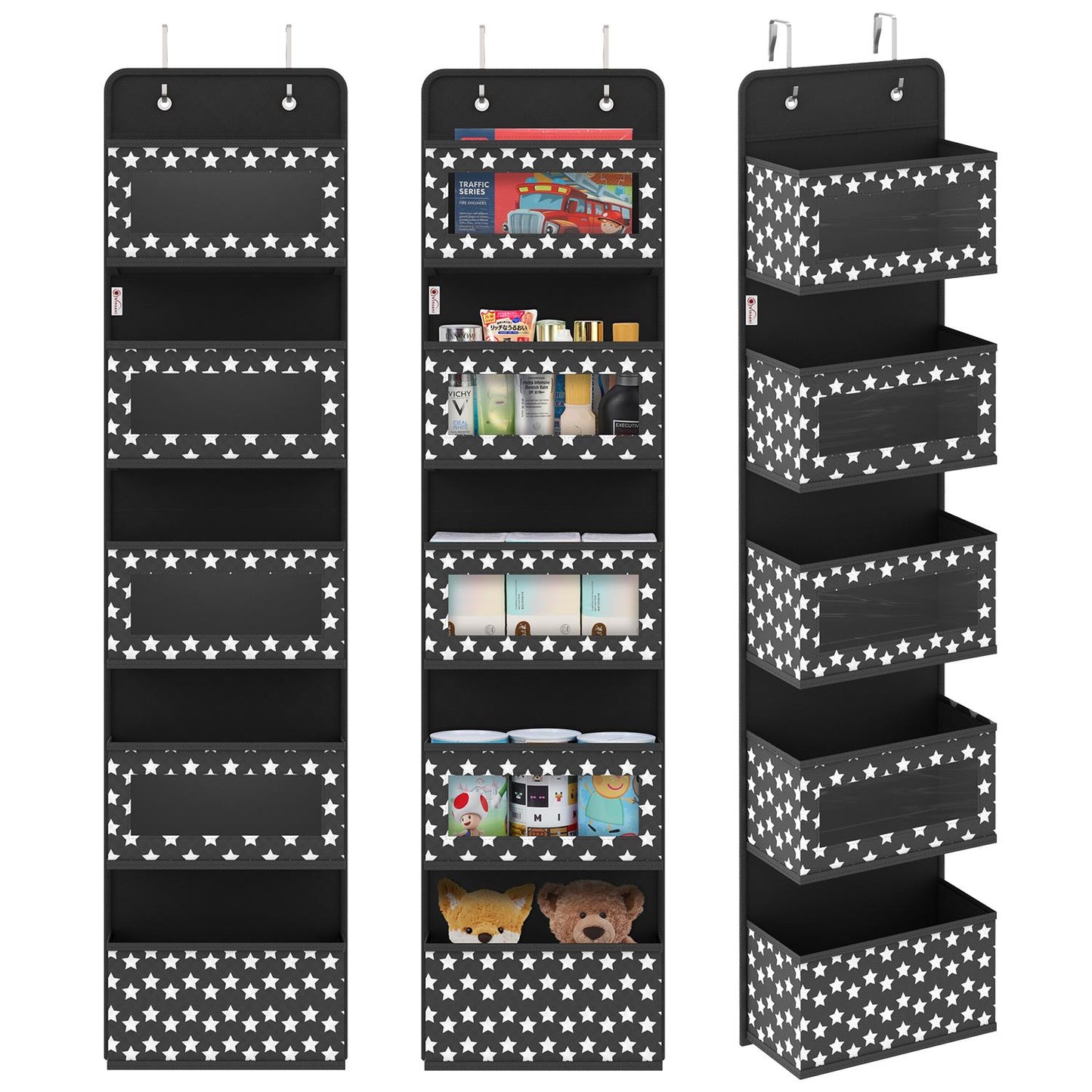 Vinsani 5-Tier Black Hanging Organizer - Multi-Compartment Storage