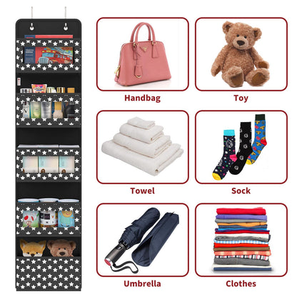 Vinsani 5-Tier Black Hanging Organizer - Multi-Compartment Storage