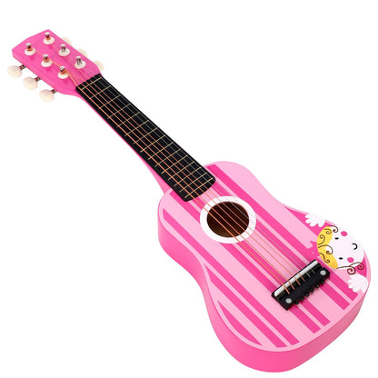 SOKA Wooden Pink Striped Guitar Toy for Pretend Play & Early Development
