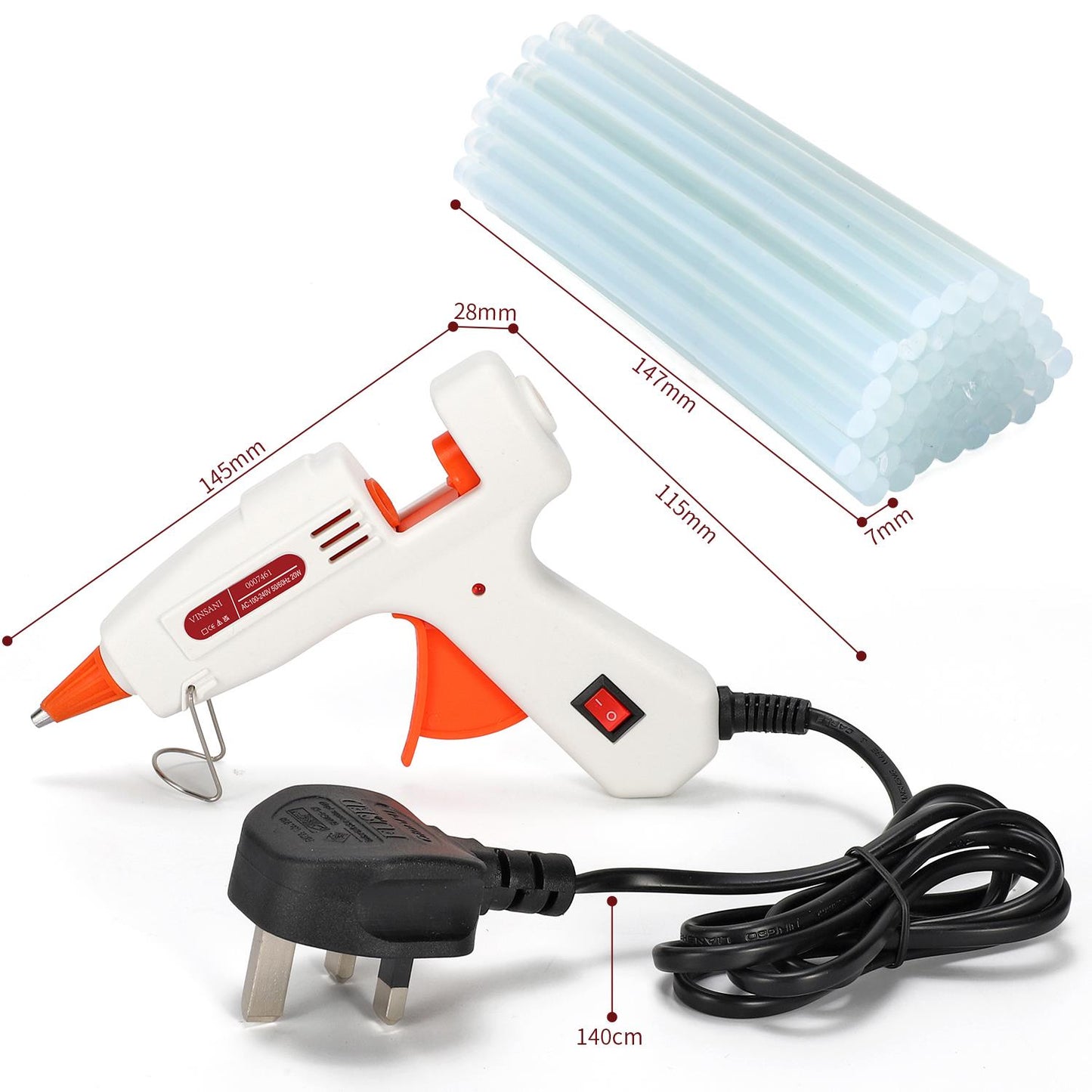 Vinsani Glue Gun Kit with 50 Sticks – Ready-to-Use Bonding