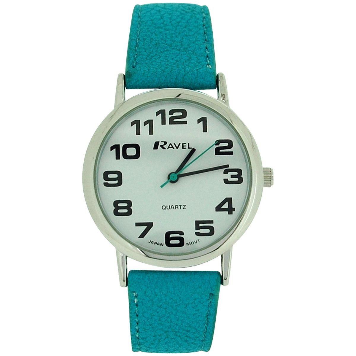 Ravel Unisex Big Dial Blue Leather Strap Watch R0105.13.16A