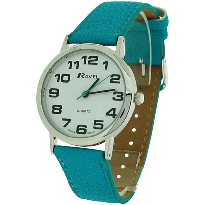 Ravel Unisex Big Dial Blue Leather Strap Watch R0105.13.16A
