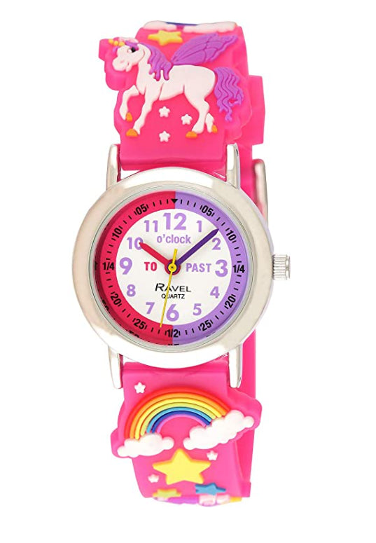 Ravel Kids 3D Unicorn Cartoon Teacher Watch for Girls