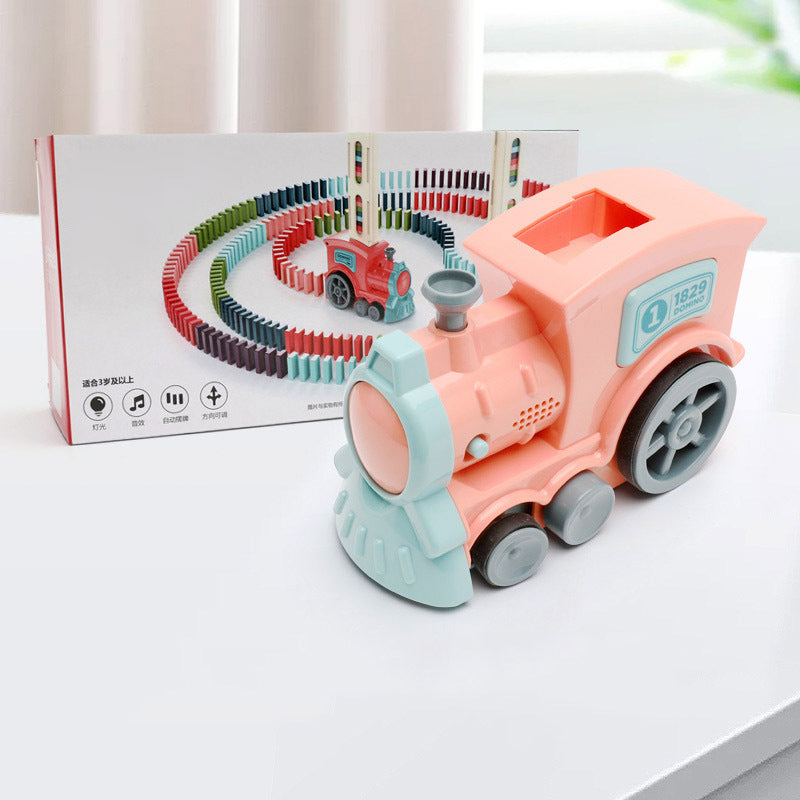 Domino Train Toy for Kids – Automatic Domino Laying Electric Train with 100 Colorful Blocks