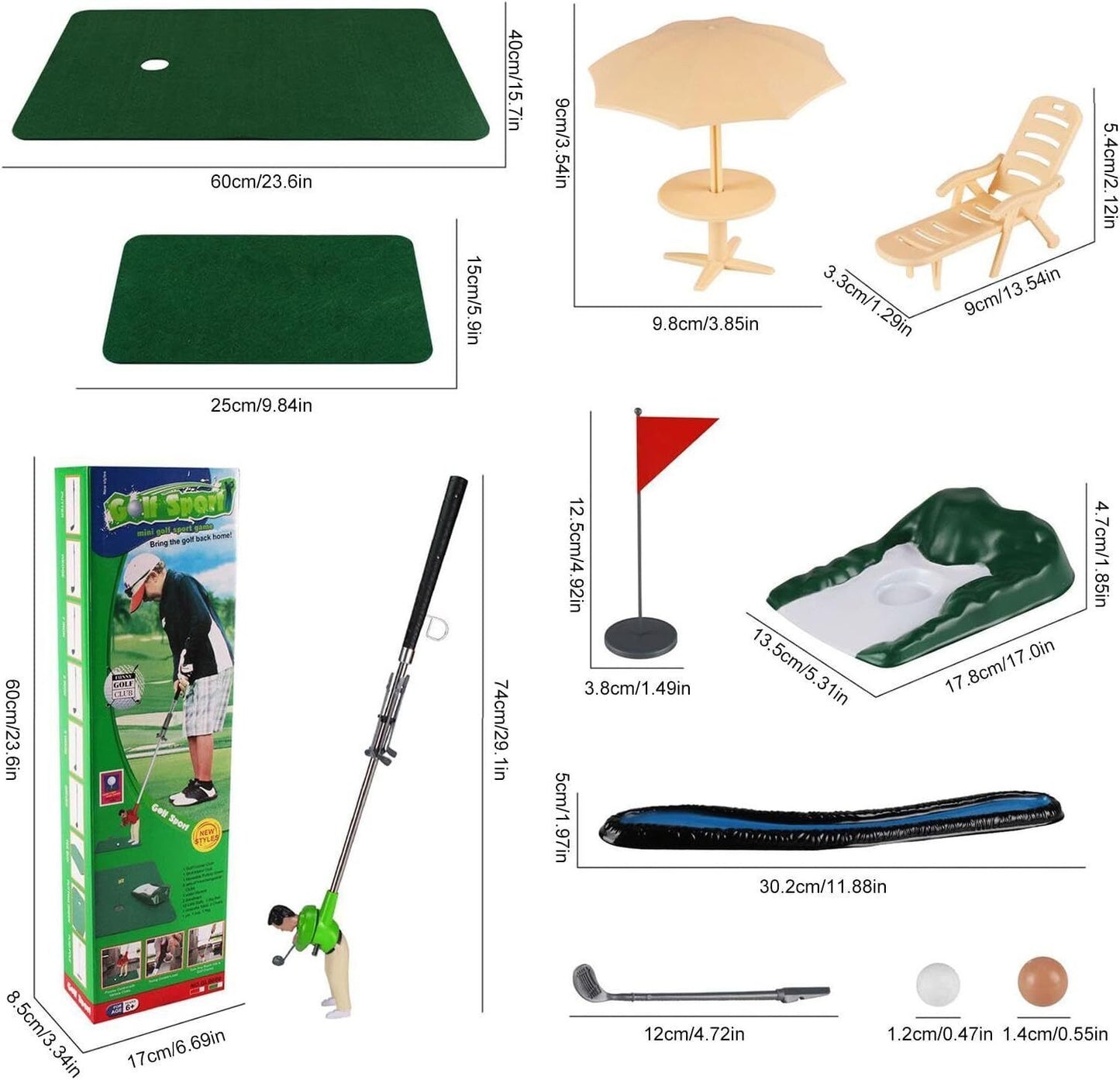 Indoor Mini Golfing Game Kit Golfs Toy Set WRed Pad Putter Early Education