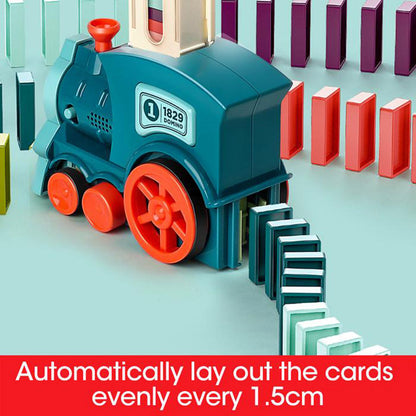 Domino Train Toy for Kids – Automatic Domino Laying Electric Train with 100 Colorful Blocks