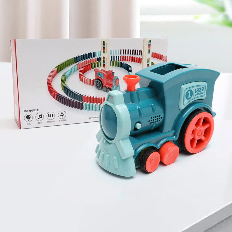 Domino Train Toy for Kids – Automatic Domino Laying Electric Train with 100 Colorful Blocks