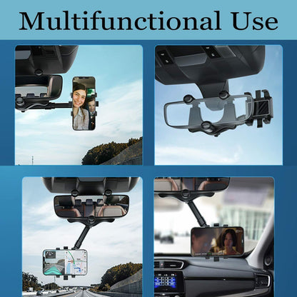 Rotatable & Retractable Car Phone Holder – Rearview Mirror Mount | UK Stock