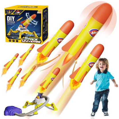 Fun Stomp 'n' Fire Triple Air Rocket Launcher For Kids - Flying Rockets Toy Set