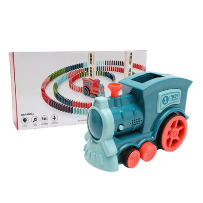 Domino Train Toy for Kids – Automatic Domino Laying Electric Train with 100 Colorful Blocks
