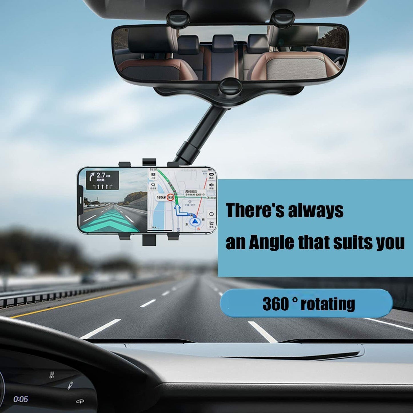 Rotatable & Retractable Car Phone Holder – Rearview Mirror Mount | UK Stock