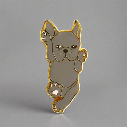 French Bulldog Dog Enamel Pin - Blue