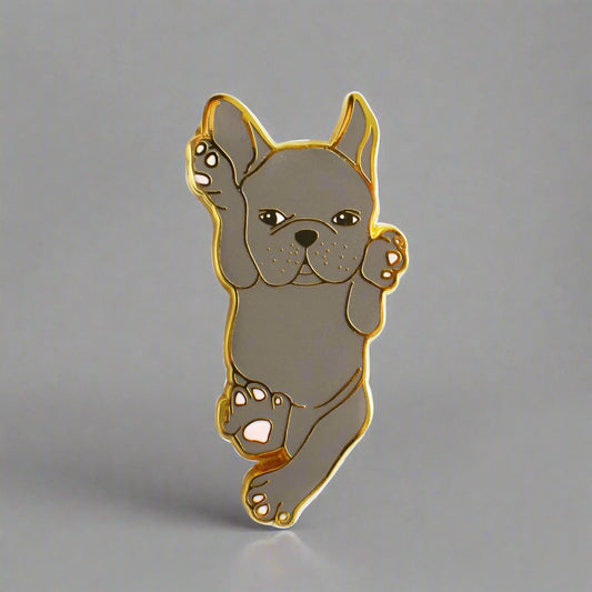 French Bulldog Dog Enamel Pin - Blue