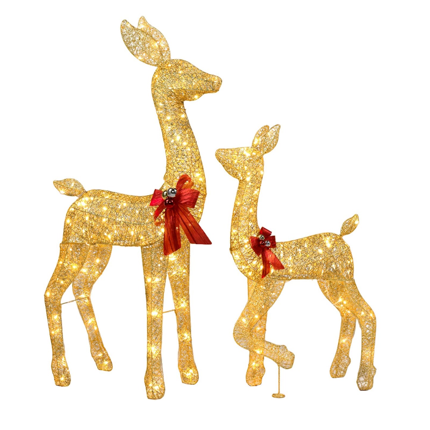 2-Piece Lighted Christmas Deer Family - Outdoor Yard Decor, 210 LEDs, Warm White