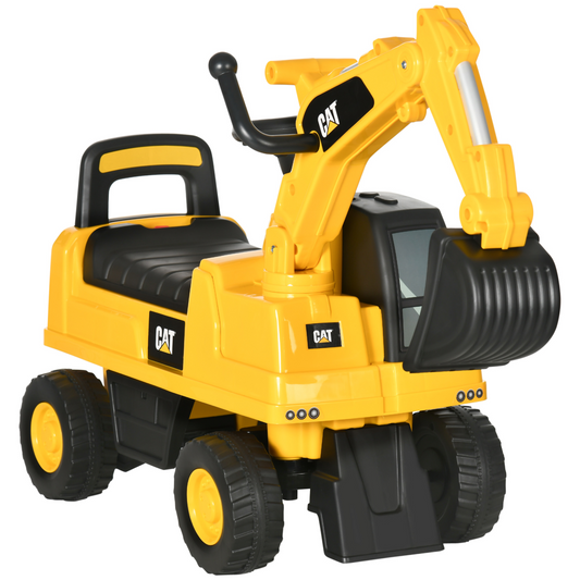 HOMCOM CAT Licensed Ride-On Digger for Toddlers 1-3 with Shovel
