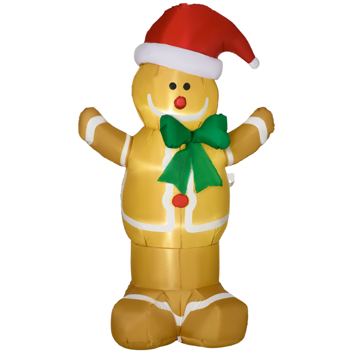 HOMCOM 6ft Gingerbread Man Inflatable with LED Lights & Santa Hat