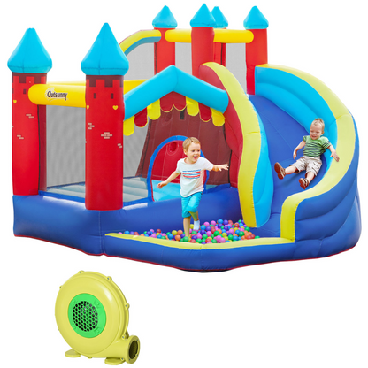 Kids' All-in-One Bouncy Castle: Slide, Pool, Trampoline, Climbing Wall & Blower