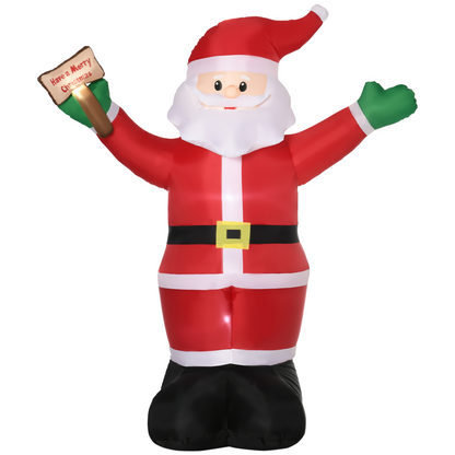 Outsunny 8ft Inflatable Santa with LED Blessings Sign - Outdoor Decor