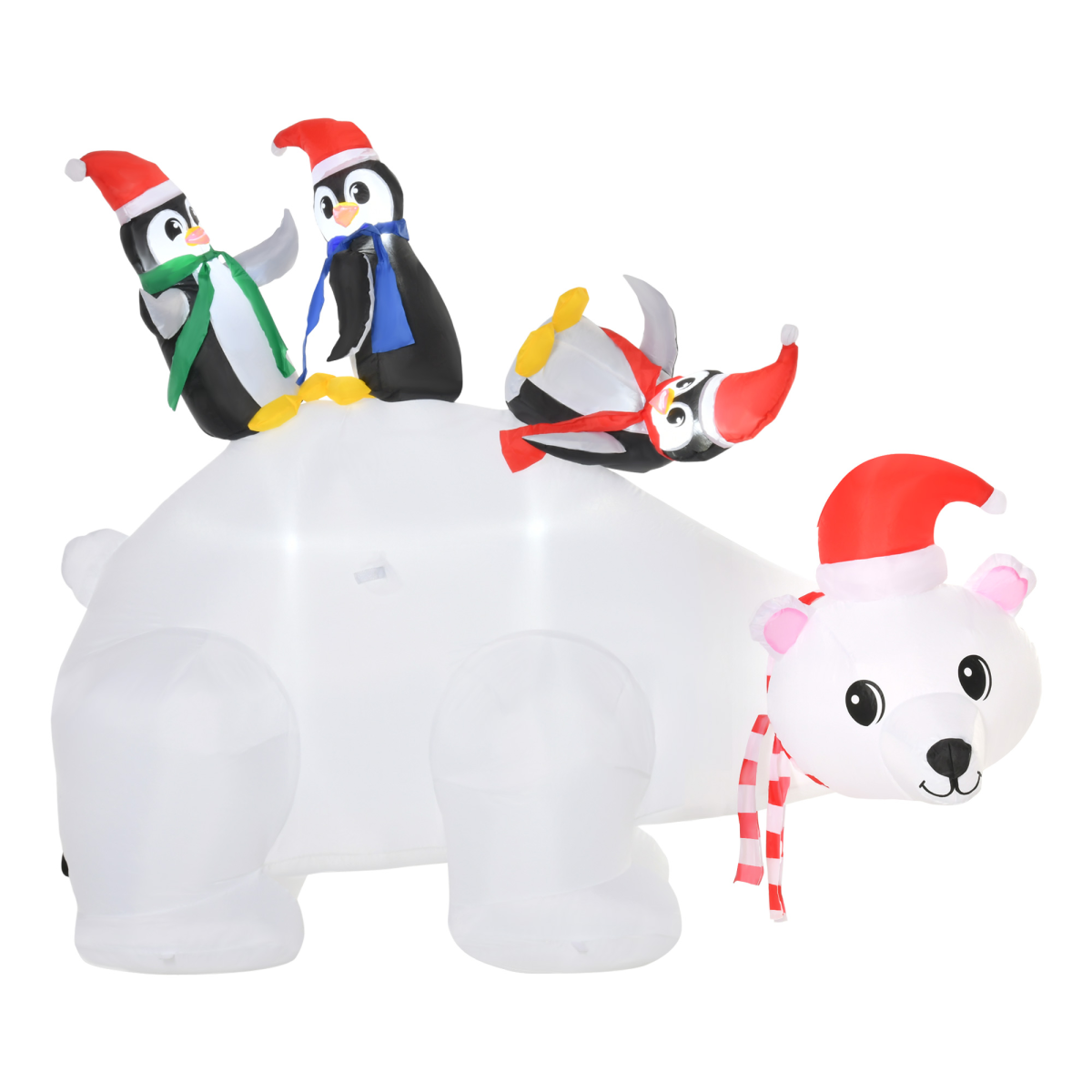 5ft Outdoor Christmas Inflatable: Polar Bear & 3 Penguins with LED Lights