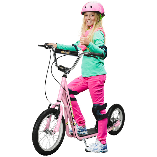 Teen Scooter Adjustable Height Dual Brakes Rubber Wheels Kickstand HOMCOM
